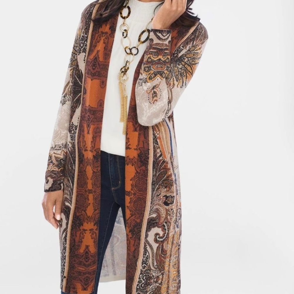 Chicos 0 Regal Paisley Cardigan Size S(4)‎
